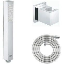 GROHE Douchette 1 Jet Vitalio Joy Cube Stick Chromé Avec Flexible 200 Et Support Carré