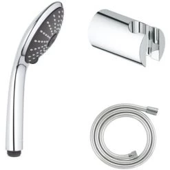 GROHE Douchette 3 Jets Vitalio Joy 110 Massage Chromé Avec Flexible 150 Et Support Rond