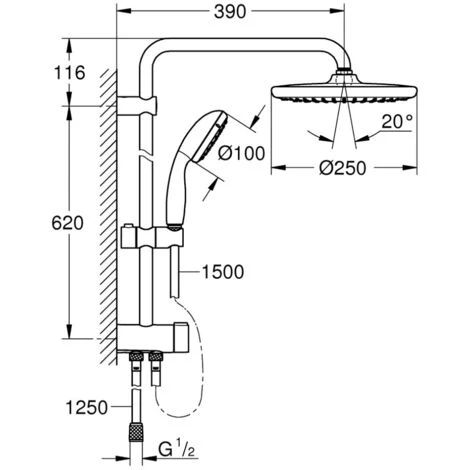 GROHE Mitigeur De Douche Precision Trend Avec Colonne 5 GROHE Mitigeur De Douche Precision Trend Avec Colonne – Image 3