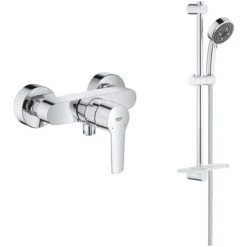 GROHE Mitigeur De Douche Start 2021 Chrome + Ensemble De Douche 4 Jets Avec Barre Vitalio Comfort 100 Chromé