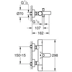 GROHE Mitigeur Bain Douche Precision Get Avec Douchette 3jets Vitalio Smartactive 150 Et Flexible 200cm -GROHE Soldes 57899822 2