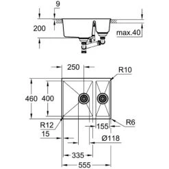 GROHE Evier 1 Cuve Et Demie Quartz Composite K500, Gris Granite -GROHE Soldes 58093873 3