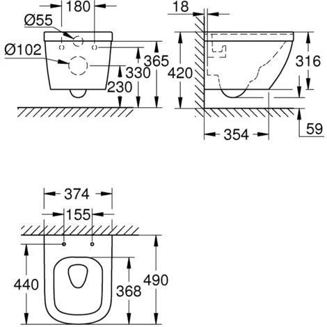 GROHE Cuvette WC Suspendue Compact Euro Ceramic 5 GROHE Cuvette WC Suspendue Compact Euro Ceramic – Image 3