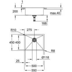 GROHE Évier En Acier Inoxydable K700 31726SD0 - A Encastrer - 1 Bac - Sans égouttoir - 55x45 Cm - Inox -GROHE Soldes 58547205 3