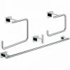 GROHE Set D'accessoires Salle De Bain 4 En 1 Essentials Cube 40778001 - Patere Murale - Portes-serviette -Dérouleur Papier Wc… -GROHE Soldes 58667647 1