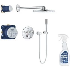 GROHE Ensemble Douche Encastrable Grohtherm SmartControl Rainshower 310 SmartActive Cube + Nettoyant Robinetterie GrohClean