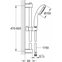 GROHE Vitalio Start 100 Ensemble De Douche 3 Jets Avec Barre Chromé 27955000 -GROHE Soldes 59180448 5