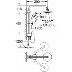GROHE Vitalio Start 160 Colonne De Douche Avec Inverseur Manuel Chromé 26226000 -GROHE Soldes 59180451 3