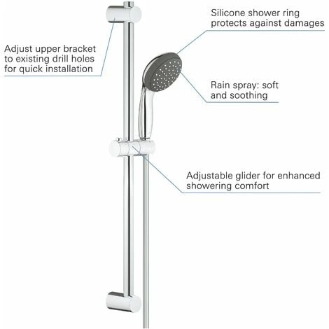 GROHE Vitalio Start 100 Ensemble De Douche 1 Jet Avec Barre Chromé 27943000 6 GROHE Vitalio Start 100 Ensemble De Douche 1 Jet Avec Barre Chromé 27943000 – Image 4