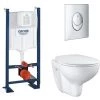 Grohe Pack WC Suspendu Sans Bride Bau Ceramic Avec Abattant, Bâti Support WC Grohe Rapid SL Project Et Plaque De Commande Start, Chromé -GROHE Soldes 59395912 1