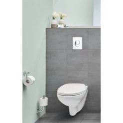 Grohe Pack WC Suspendu Sans Bride Bau Ceramic Avec Abattant, Bâti Support WC Grohe Rapid SL Project Et Plaque De Commande Start, Chromé -GROHE Soldes 59395912 2