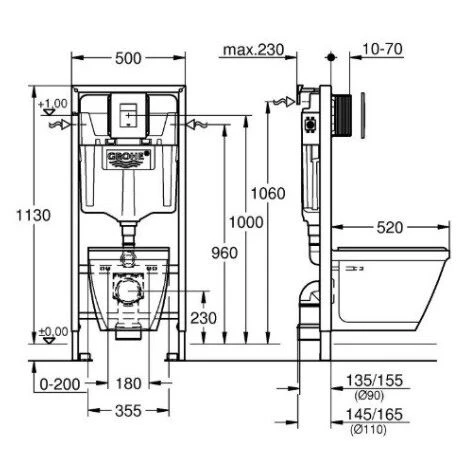 Grohe Pack WC Suspendu Sans Bride Bau Ceramic Avec Abattant, Bâti Support WC Grohe Rapid SL Project Et Plaque De Commande Start, Blanc Alpin 5 Grohe Pack WC Suspendu Sans Bride Bau Ceramic Avec Abattant, Bâti Support WC Grohe Rapid SL Project Et Plaque De Commande Start, Blanc Alpin – Image 3