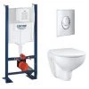 GROHE Pack WC Sans Bride Bau Ceramic Avec Abattant Slim + Bâti Support WC Rapid SL + Plaque De Commande Start, Chromé -GROHE Soldes 59471074 1