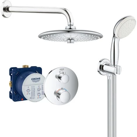 Grohe Grohtherm Set De Douche Encastré Avec Mitigeur Thermostatique, Douche De Tête 260mm 3 Jets + Douchette 2 Jets, Chrome 3 Grohe Grohtherm Set De Douche Encastré Avec Mitigeur Thermostatique, Douche De Tête 260mm 3 Jets + Douchette 2 Jets, Chrome