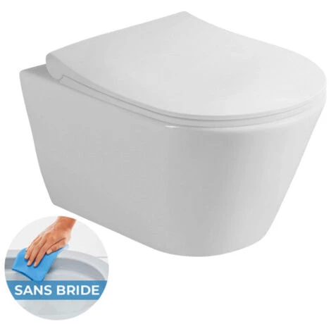 Grohe Pack WC Bâti-support Autoportant + WC Sans Bride Lucco Avva + Abattant Softclose + Plaque Chrome Mat (ProjectAvva-7) 4 Grohe Pack WC Bâti-support Autoportant + WC Sans Bride Lucco Avva + Abattant Softclose + Plaque Chrome Mat (ProjectAvva-7) – Image 2