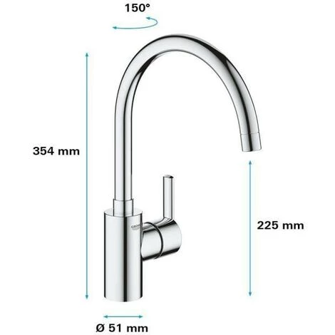 Mitigeur évier Monocommande Chromé FEEL Bec Haut - GROHE - 30184002 4 Mitigeur évier Monocommande Chromé FEEL Bec Haut - GROHE - 30184002 – Image 2