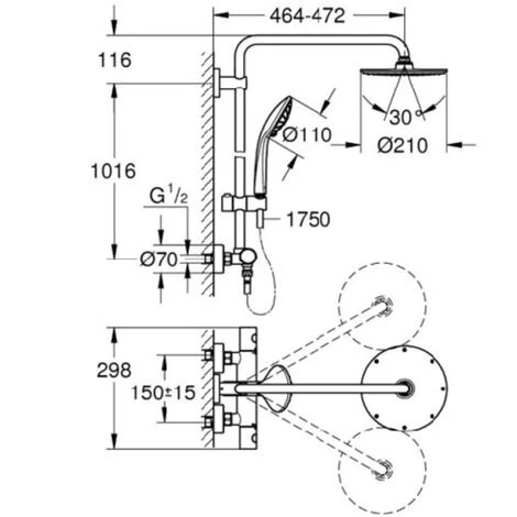 GROHE Colonne De Douche Euphoria System 210 Avec Nettoyant GrohClean 5 GROHE Colonne De Douche Euphoria System 210 Avec Nettoyant GrohClean – Image 3