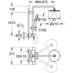 GROHE Colonne De Douche Thermostatique Rainshower System 210 Avec Nettoyant GrohClean -GROHE Soldes 59973933 4