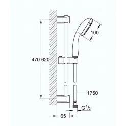 GROHE Ensemble De Douche 1 Jet Avec Barre Vitalio Start 100 Chromé + Nettoyant Robinetterie GrohClean -GROHE Soldes 60032769 2