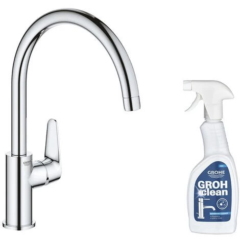 GROHE Mitigeur Cuisine Start Curve Bec Haut Chromé + Nettoyant Robinetterie GrohClean 3 GROHE Mitigeur Cuisine Start Curve Bec Haut Chromé + Nettoyant Robinetterie GrohClean