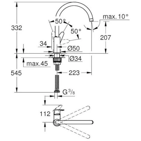 GROHE Mitigeur Cuisine Start Curve Bec Haut Chromé + Nettoyant Robinetterie GrohClean 4 GROHE Mitigeur Cuisine Start Curve Bec Haut Chromé + Nettoyant Robinetterie GrohClean – Image 2