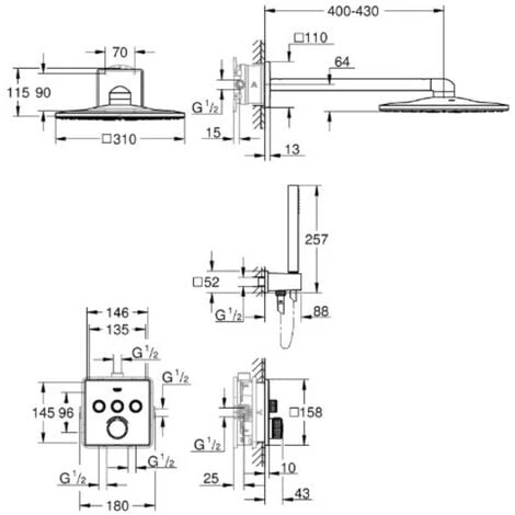 GROHE Ensemble Douche Encastrable SmartControl Avec Nettoyant Robinetterie GrohClean 7 GROHE Ensemble Douche Encastrable SmartControl Avec Nettoyant Robinetterie GrohClean – Image 5
