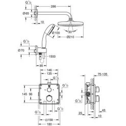 GROHE Ensemble Douche Encastrable Grohtherm Tempesta 210 Avec Nettoyant Robinetterie GrohClean 9 GROHE Ensemble Douche Encastrable Grohtherm Tempesta 210 Avec Nettoyant Robinetterie GrohClean -GROHE Soldes 60033126 4