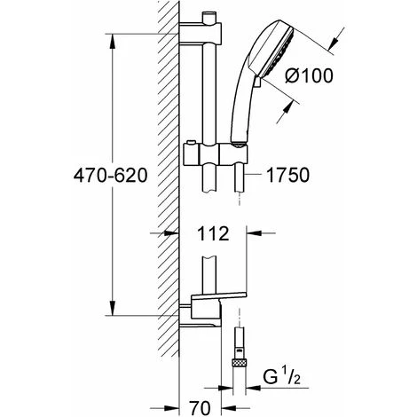 GROHE Vitalio Comfort 100 Ensemble De Douche 3 Jets Avec Barre Chromé 26096000 6 GROHE Vitalio Comfort 100 Ensemble De Douche 3 Jets Avec Barre Chromé 26096000 – Image 4
