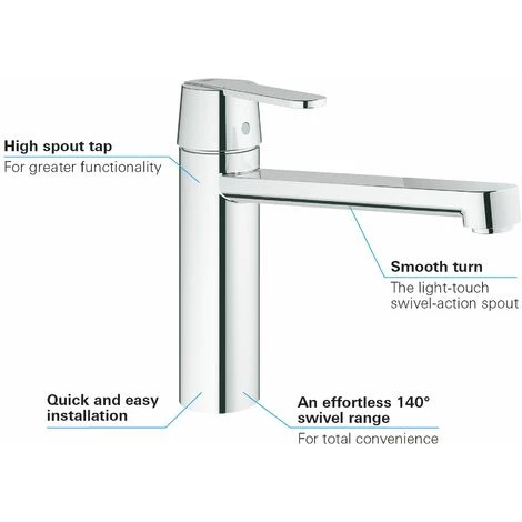 GROHE Get Mitigeur Monocommande Evier Chromé 30196000 7 GROHE Get Mitigeur Monocommande Evier Chromé 30196000 – Image 5