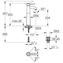 GROHE Mitigeur Vasque Start Classic Taille XL Chromé Avec Nettoyant Robinetterie GrohClean 7 GROHE Mitigeur Vasque Start Classic Taille XL Chromé Avec Nettoyant Robinetterie GrohClean -GROHE Soldes 60790180 2