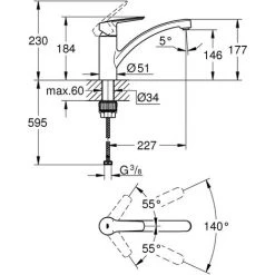 Mitigeur De Cuisine Grohe QuickFix Start Supersteel - Super Steel -GROHE Soldes 61229570 2