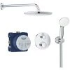 Grohe Grohtherm Set De Douche Encastré Avec Mitigeur Thermostatique, Douche De Tête XXL 250 Et Douchette 2 Jets, Chrome (34727000-XXL) -GROHE Soldes 62512571 1