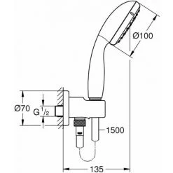 Grohe Eurosmart Set De Douche Encastré Avec Douche De Tête XXL 250, Douchette 2 Jets Et Support De Douche Mural, Chrome (25219001-XXL) -GROHE Soldes 63012384 5