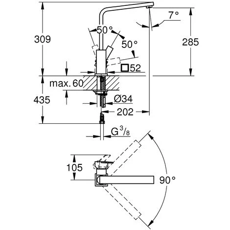 GROHE Mitigeur Cuisine Sail Cube Bec Haut Chromé Avec Nettoyant GrohClean 4 GROHE Mitigeur Cuisine Sail Cube Bec Haut Chromé Avec Nettoyant GrohClean – Image 2