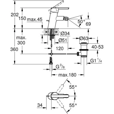 GROHE Mitigeur Bidet Feel Taille S Chromé + Nettoyant Robinetterie GrohClean 4 GROHE Mitigeur Bidet Feel Taille S Chromé + Nettoyant Robinetterie GrohClean – Image 2
