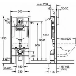 Grohe Pack WC Bâti Autoportant + WC Sans Bride SAT Infinitio + Abattant Softclose + Plaque Chrome Mat (ProjectInfinitio-5) -GROHE Soldes 64912395 5