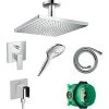 HANSGROHE Douche De Tête Raindance E, Façade Mitigeur Bain Douche Metropol Encastré Chromé, Douchette 3 Jets, Flexible, Corps Encastré Et Coude -GROHE Soldes 65263021 1