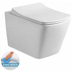 Grohe Pack WC Bâti Autoportant + WC Sans Bride SAT Infinitio Design + Abattant Softclose + Plaque Chrome Mat -GROHE Soldes 65533835 3