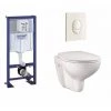 Pack WC Grohe Rapid SL + Cuvette GROHE Sans Bride Bau Ceramic + Plaque Blanche -GROHE Soldes 6846156 1