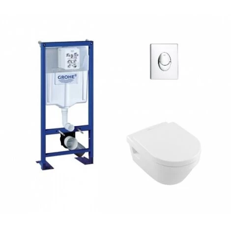 Pack WC Grohe Rapid SL + Cuvette Architectura D Villeroy + Plaque Chromée 3 Pack WC Grohe Rapid SL + Cuvette Architectura D Villeroy + Plaque Chromée