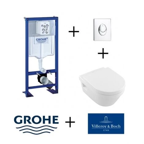 Pack WC Grohe Rapid SL + Cuvette Architectura D Villeroy + Plaque Chromée 4 Pack WC Grohe Rapid SL + Cuvette Architectura D Villeroy + Plaque Chromée – Image 2