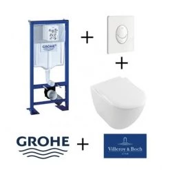 Pack WC Grohe Rapid SL + Cuvette Subway 2.0 Villeroy + Plaque Blanche -GROHE Soldes 6873863 2