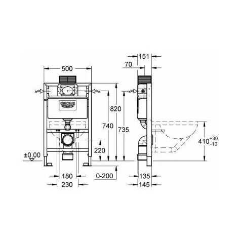 Grohe Rapid SL Bâti-support WC Avec Commande Avant/haut 0,82 M 4 Grohe Rapid SL Bâti-support WC Avec Commande Avant/haut 0,82 M – Image 2