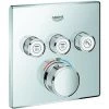 Thermostat GROHTHERM SMARTCONTROL Carré, 3 Vannes D'arrêt Graphite Dur GROHE