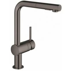 Grohe Minta Mitigeur De Cuisine Bec L Avec Mousseur Extractible Dual Spray Hard Graphite - Hard Graphite