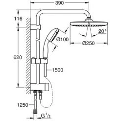 GROHE Vitalio Start System 250 Colonne De Douche Avec Inverseur Manuel 26817000 -GROHE Soldes 70937137 4