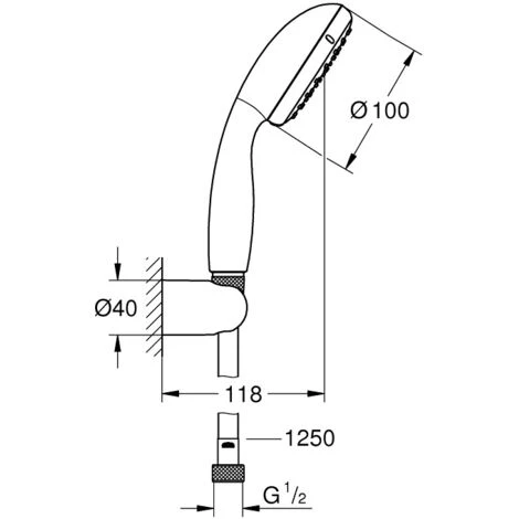 Grohe Tempesta 100 Support De Douche Mural 2 Jets (26164001) 4 Grohe Tempesta 100 Support De Douche Mural 2 Jets (26164001) – Image 2