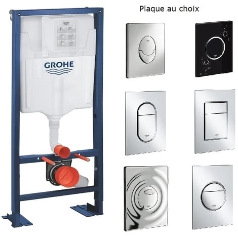 GROHE Bati Support Rapid SL Avec Plaque Commande, Plaque Commande Skate Air, Horizontal , Blanc Alpin 3 GROHE Bati Support Rapid SL Avec Plaque Commande, Plaque Commande Skate Air, Horizontal , Blanc Alpin