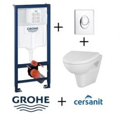 GROHE Pack WC Grohé Rapid SL Mural + Cuvette VELVET + Plaque Chromée Brillante -GROHE Soldes 8326006 2
