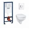 GROHE Pack WC Grohé Rapid SL Mural + Cuvette Sans Bride BAU CERAMIC + Plaque Chromée Brillante -GROHE Soldes 8326008 1